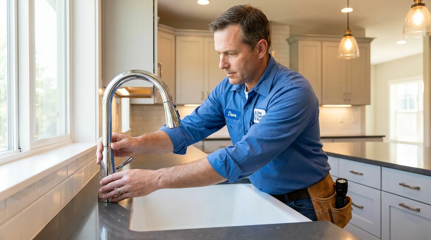 Kitchen faucet installation by Johns Plumbing LLC in Bridgehampton